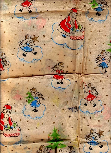 装飾クリスマスの包装紙。ビンテージのぼろぼろの背景 — ストック写真