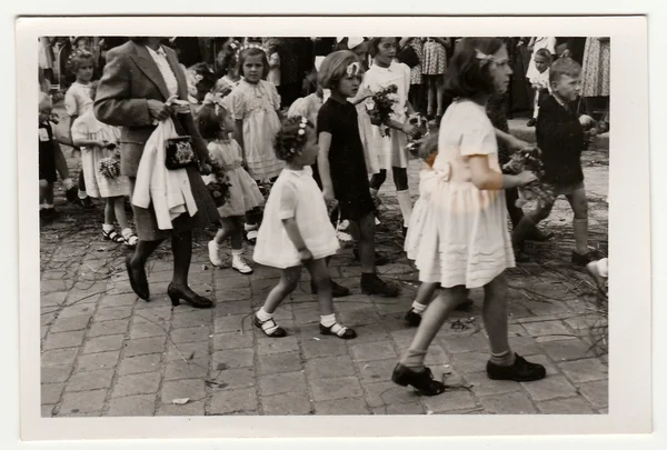 Vintage photo of religious (catholic) celebration, circa 1943. — Stock fotografie