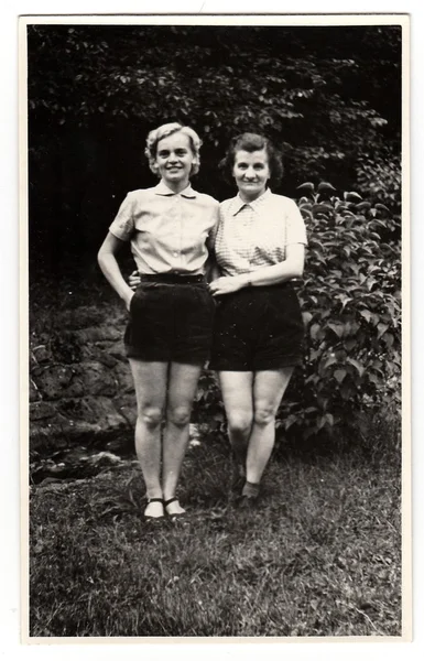 Винтажное фото показывает женщин в отпуске, около 1950-х годов . — стоковое фото