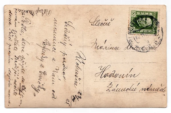 Achterkant vintage foto - briefkaart, op 23 juli 1925. — Stockfoto