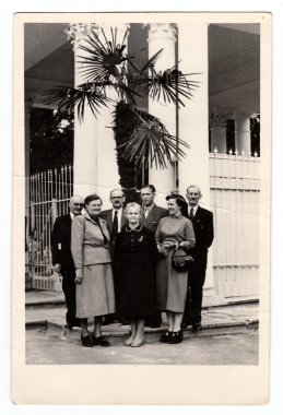 Vintage fotoğraf grup insan spa resort, Ağustos 1955, gösterir..