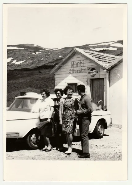 Vintage photo shows people on vacation, circa 1960s — Stock Fotó