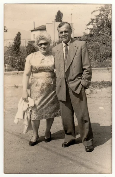 Vintage photo shows marital couple, circa 1970s. — Stock Fotó