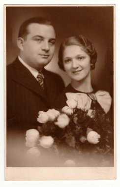 Vintage Fotoğraf marrital çift gösterir.