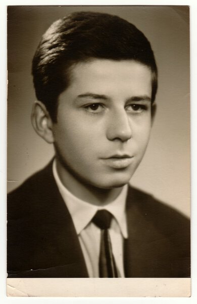 Vintage portrait of very young man.