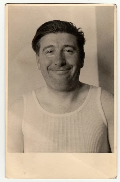 Vintage photo of smiling man. — Stock Photo, Image