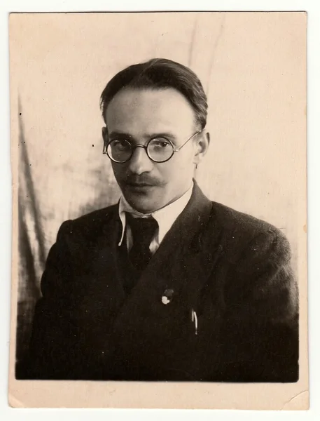 Vintage szemüveges férfi képmása — Stock Fotó