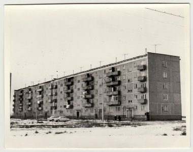 Vintage Fotoğraf blok daireler SSCB'ye gösterir..