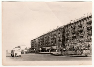 Vintage Fotoğraf blok daireler SSCB'ye gösterir..