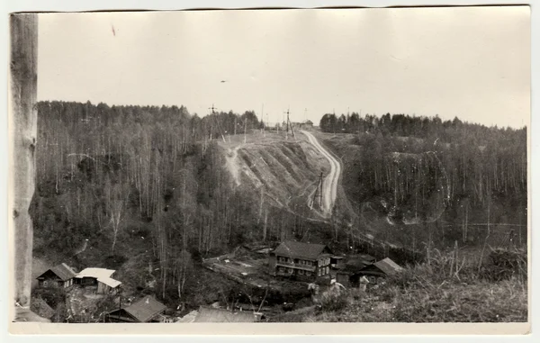 Vintage foto toont het begin van de bouw (onbekende project) in de Sovjet-Unie. — Stockfoto