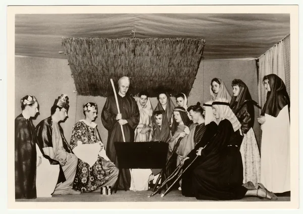 Vintage photo shows theatre performance. — Stock Photo, Image