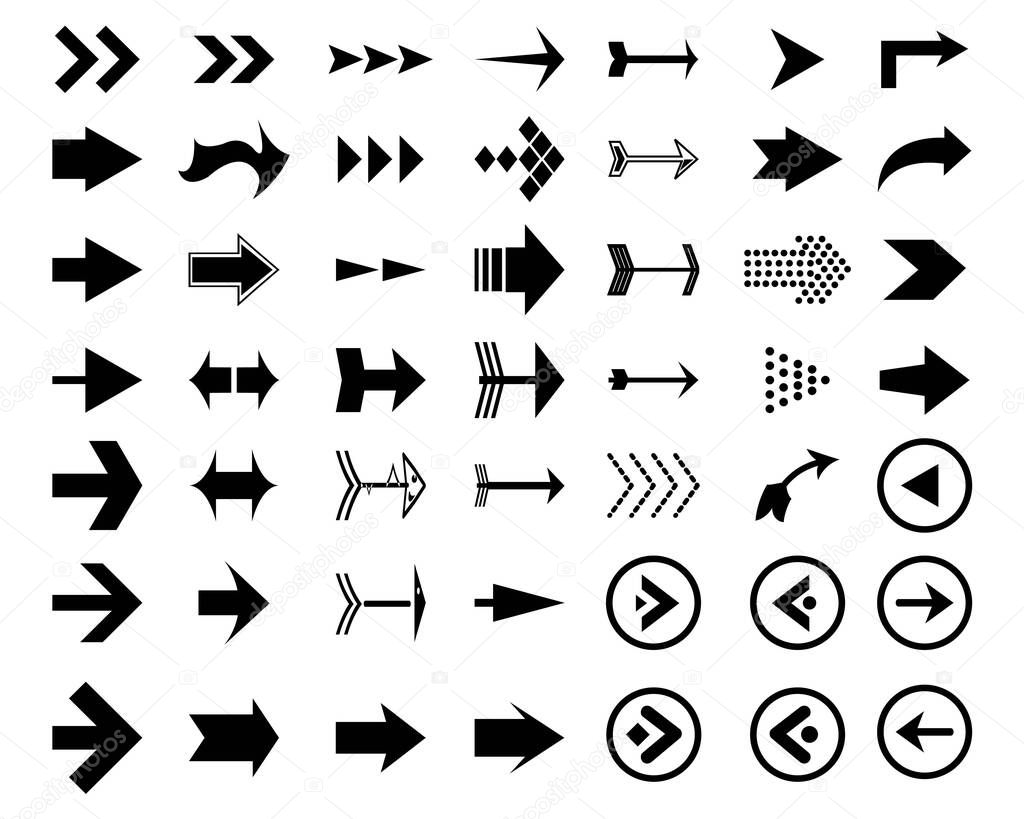 Arrows big black set icons. Arrow icon. Arrow vector collection. Arrow. Cursor. Modern simple arrows. Vector illustrations