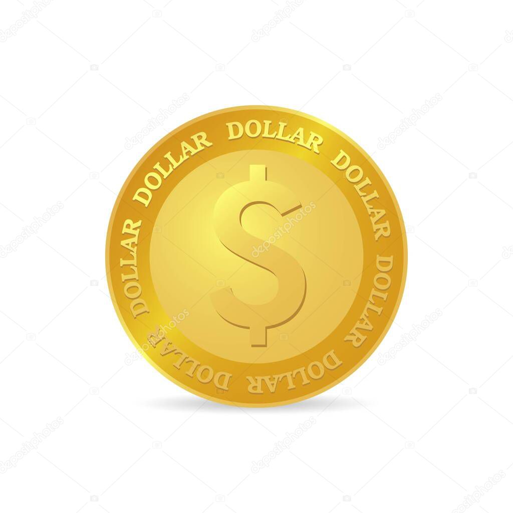 Gold medal with dollar sign, Gold coin with dollar symbol