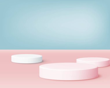 Stüdyo, çalışmalarınızı daha da ön plana çıkaracak yumuşak bir hisle simüle edilmiş mavi ve pembe bir arka plan sergiliyor..