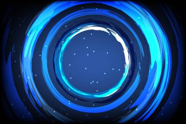 Gelecekteki soyut arkaplandaki Boyutsal Warp Mavi Galaksi Teknolojisi Vektörü