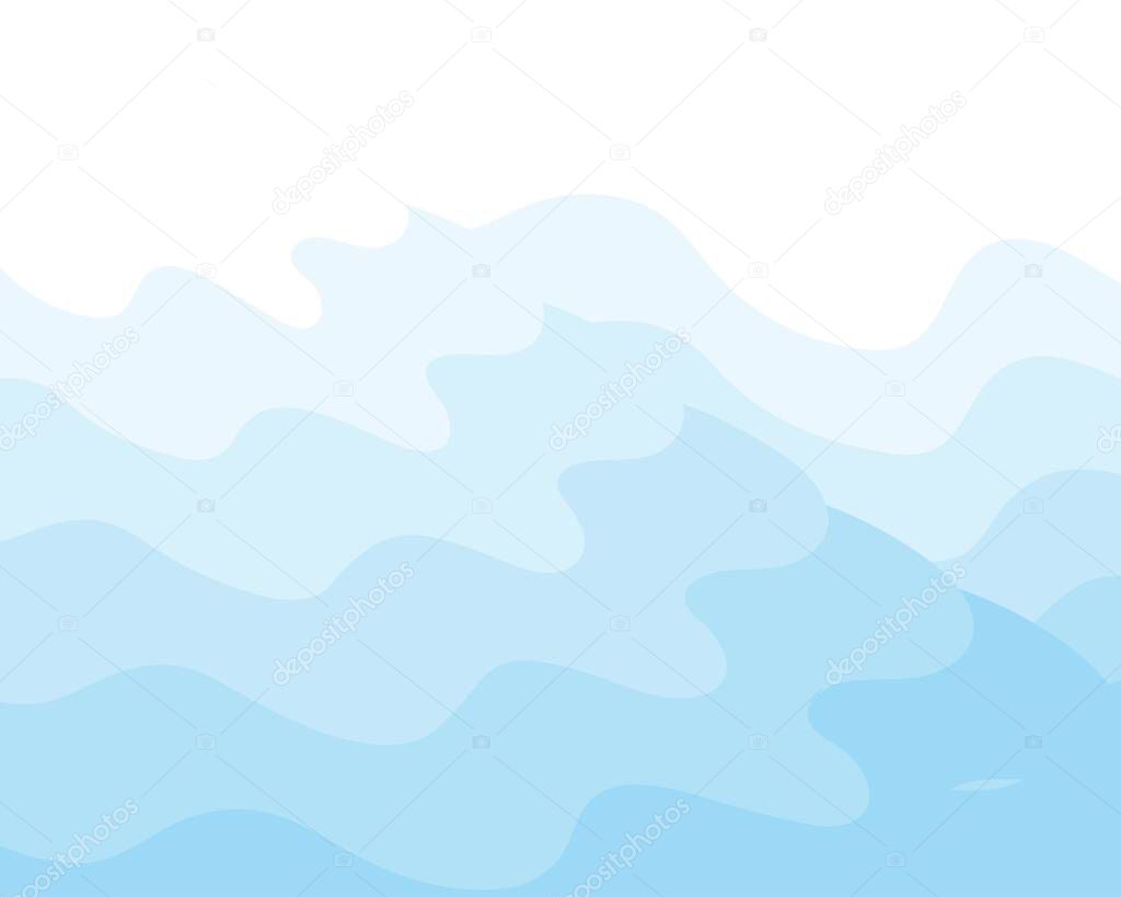 Curved background, light blue, waves, icebergs, sea water