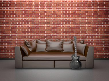 Bir kanepe ve bir gitar ile sessiz rahat iç