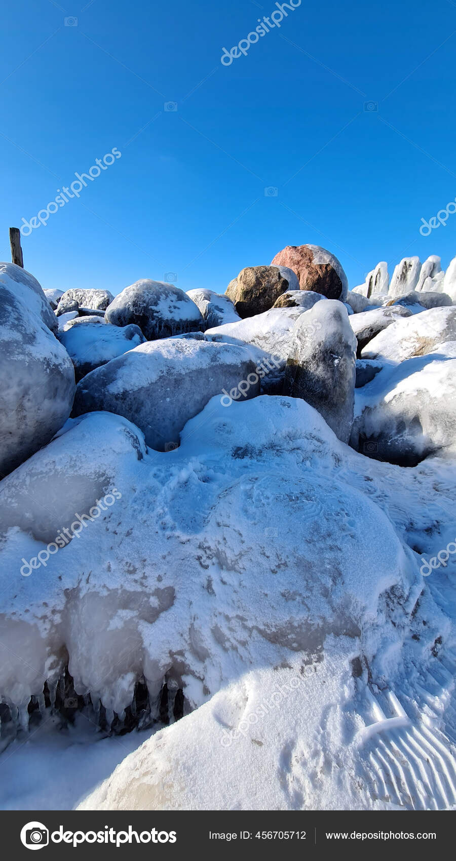 Pile Snowy Rocks Winter Mountains Sunny Winter Day Blue Sky Stock Photo Image By C Hawkmedialv