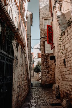 Dubrovnik, Hırvatistan. Stradum bölgesinde Dubrovnik eski şehir sokak manzarası (ortaçağ Ragusa). Sokak görünümü