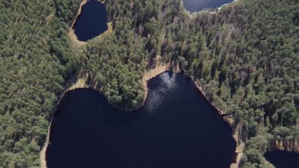Yuvarlak Şekilli Küçük Göl Üzerinde Üst Hava Manzaralı Uçuş Yükseliyor — Stok video