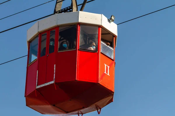 Teleférico Montjuic Cabaña Color Rojo Barcelona Concepto Turístico — Foto de Stock