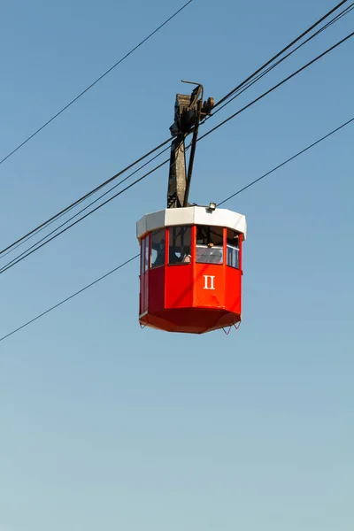 Cabinovia Montjuic Cabina Colore Rosso Barcellona Concetto Turismo — Foto Stock