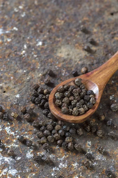 Peppercorns Wooden Spoon Texture Background — Stock Photo, Image