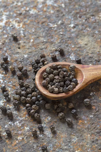 Peppercorns Wooden Spoon Texture Background — Stock Photo, Image