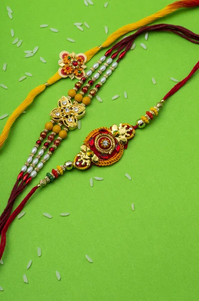 Indian festival: Raksha Bandhan background with Rakhi. — Stock Photo, Image