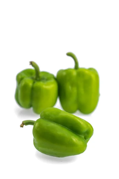 Fresh Green Bell Pepper Capsicum White Background — Stock Photo, Image