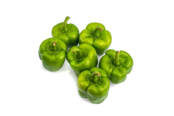 Poivron Vert Frais Capsicum Sur Fond Blanc — Photo