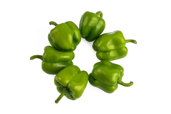 Färsk Grön Paprika Eller Capsicum Vit Bakgrund — Stockfoto