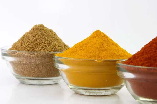 Chilli Powder, Turmeric Powder & Coriander powder in Bowl.