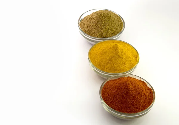 Chilli Powder, Turmeric Powder & Coriander powder in Bowl. — Stock Photo, Image