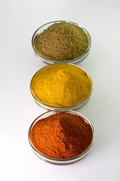 Chilli Powder, Turmeric Powder & Coriander powder in Bowl. — Stock Photo, Image