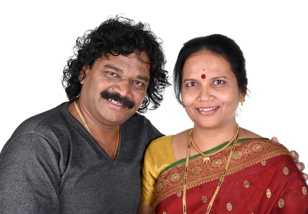 Portrait of Indian Couple on White Background — Stock Photo, Image