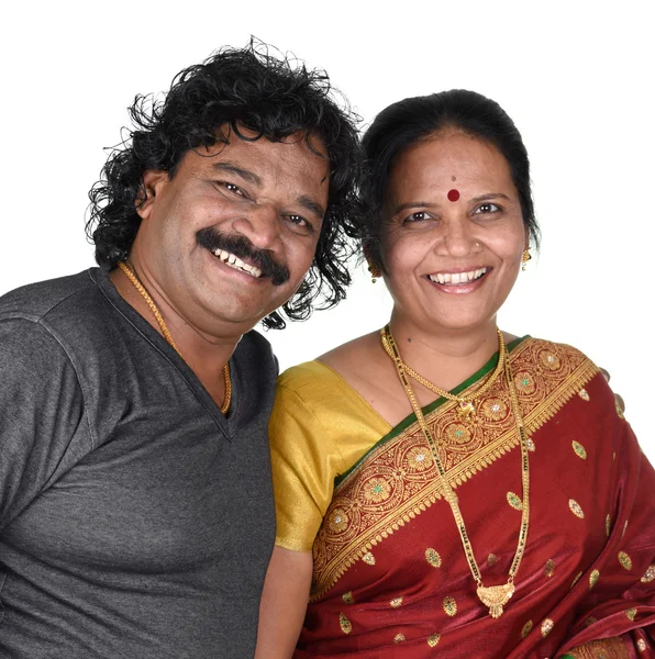 Portrait of Indian Couple on White Background — Stock Photo, Image