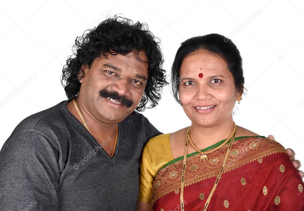 Portrait of Indian Couple on White Background