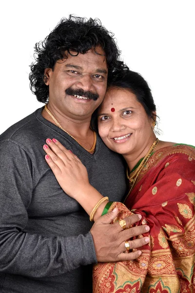 Portrait of Indian Couple on White Background — Stock Photo, Image