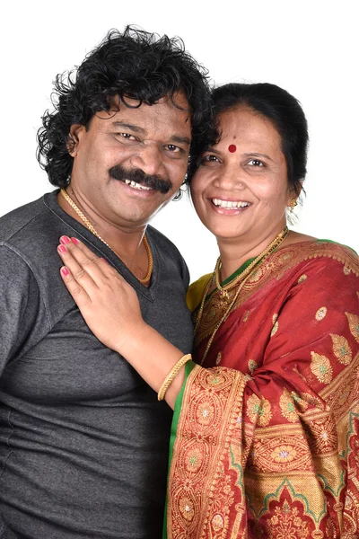 Portrait of Indian Couple on White Background — Stock Photo, Image