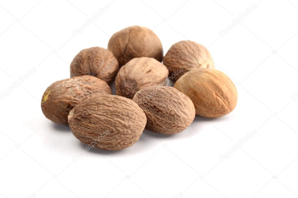 Nutmeg isolated on white background