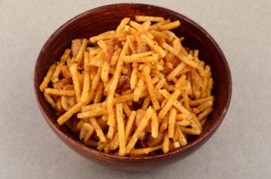 Indian aperatifler. Geleneksel Hint derin kızarmış falahari chivda-chivda veya karışımı