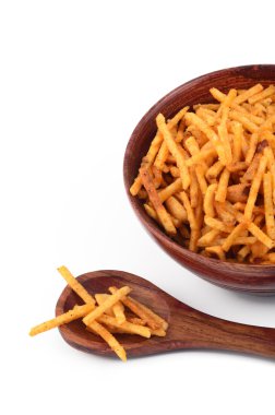 Indian aperatifler. Geleneksel Hint derin kızarmış falahari chivda-chivda veya karışımı