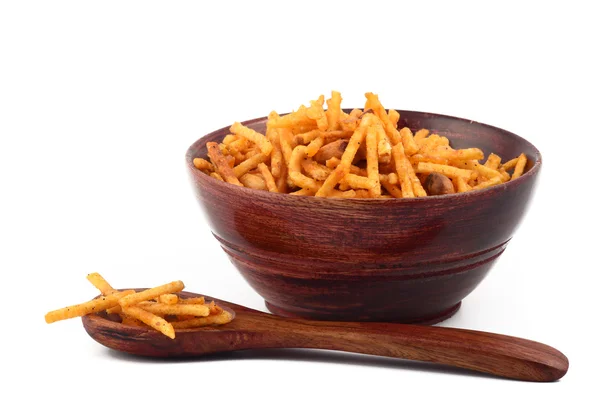 Indiska Snacks. Traditionella indiska djupa stekt falahari chivda-chivda eller en blandning — Stockfoto