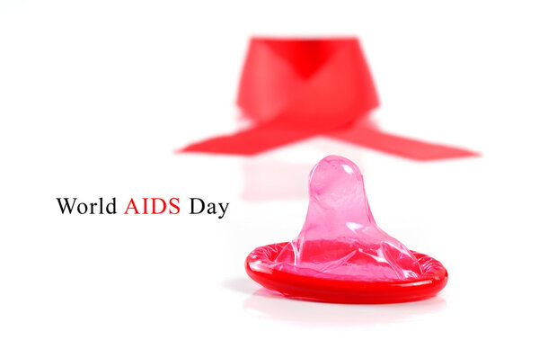 Aids ribbon and condom