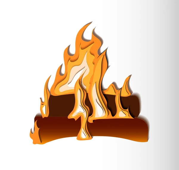 Illustration du feu dans le style de coupe du papier. — Image vectorielle