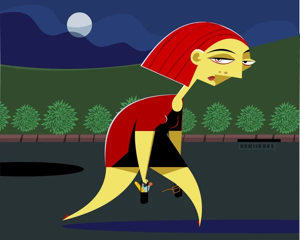 La mujer de rojo — Vector de stock