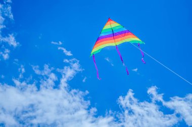 Uçurtma gökyüzünde uçuyor. Özgürlük.