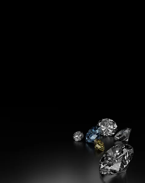 Diamonds on Black Background — Stock Photo, Image