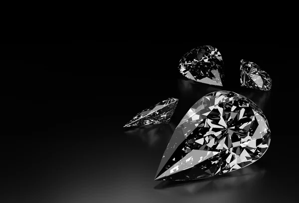 Diamant gevormd als een Teardrop op zwarte achtergrond — Stockfoto